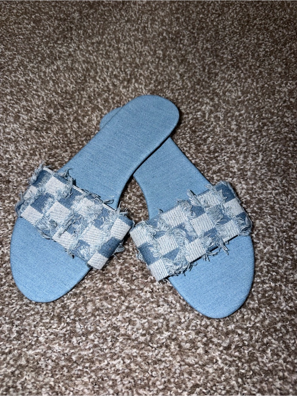 Light Blue Denim Slide Sandals